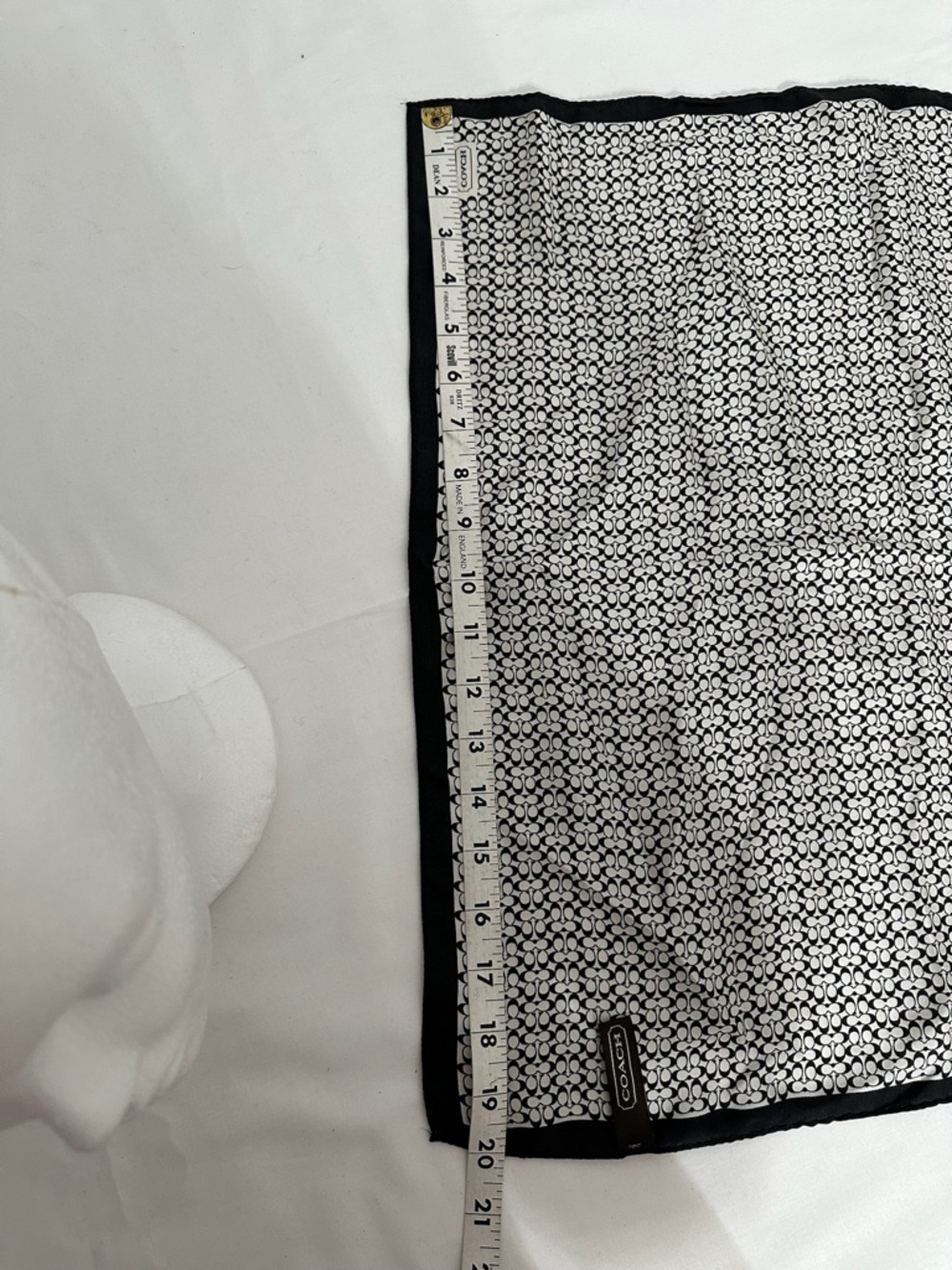 Coach Black & White Signature Silk Scarf - Picture 9 of 11